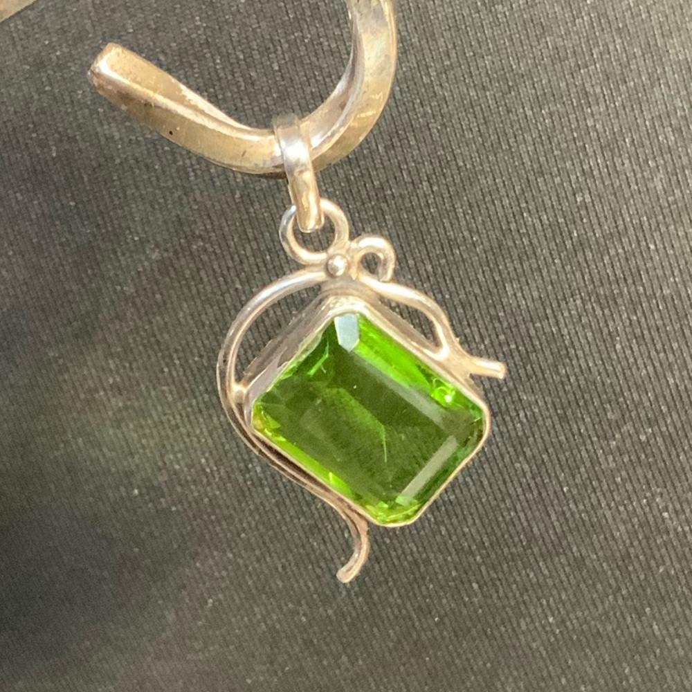 Sterling Silver Peridot Pendant Slider